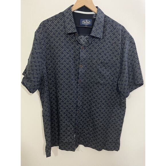 Nat Nast Geometric Retro Resort Rockabilly Quiet Luxury Button Up Shirt L Yacht - Picture 1 of 13